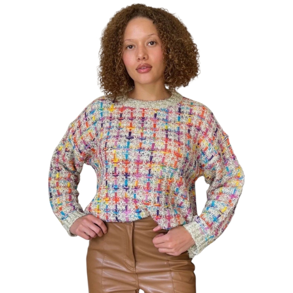 Strut & Bolt Metallic Tweed Knit Sweater